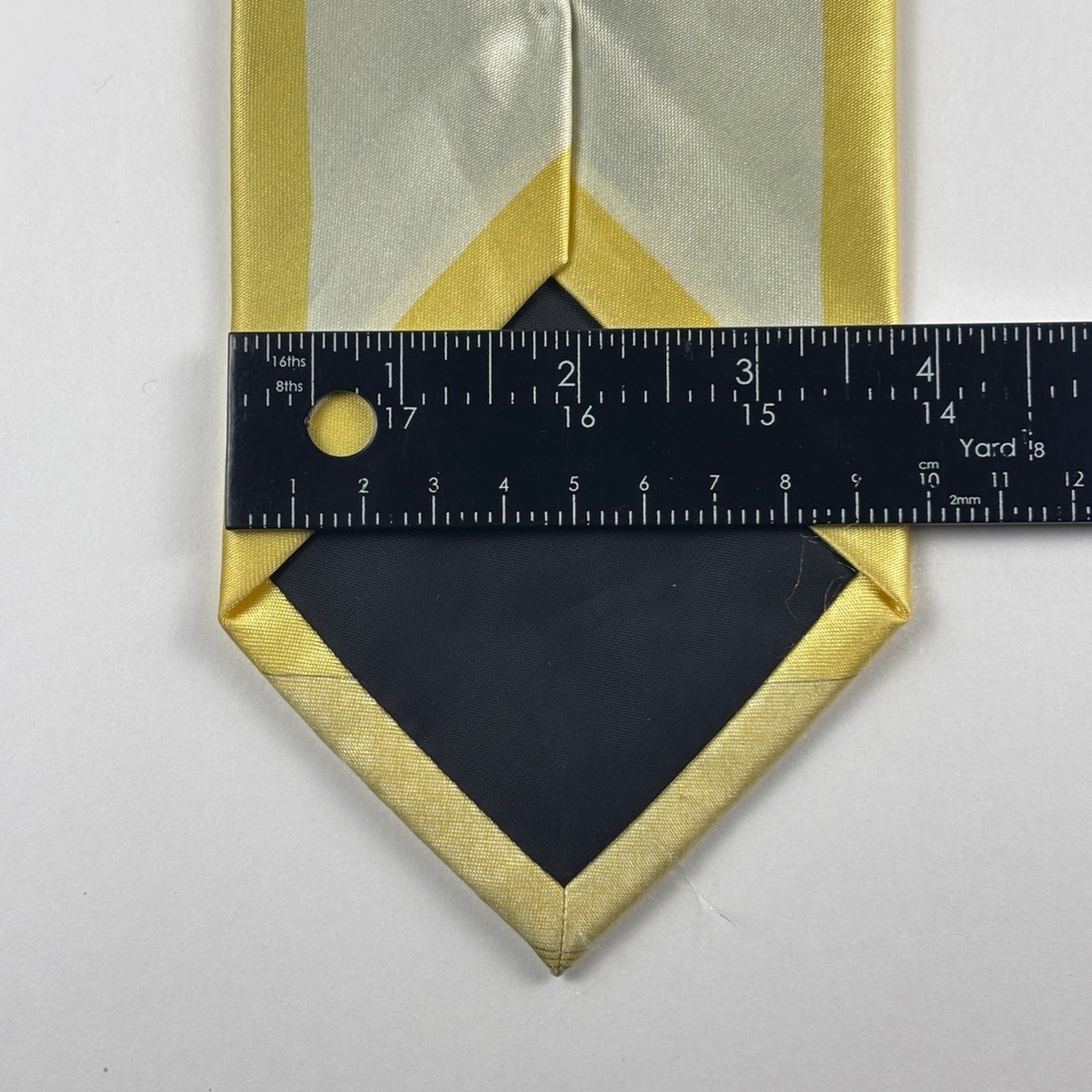 Bruno Conte Tie Mens OS Yellow Geometric Art Deco Hand Made Polyester Art Deco - Picture 5 of 6